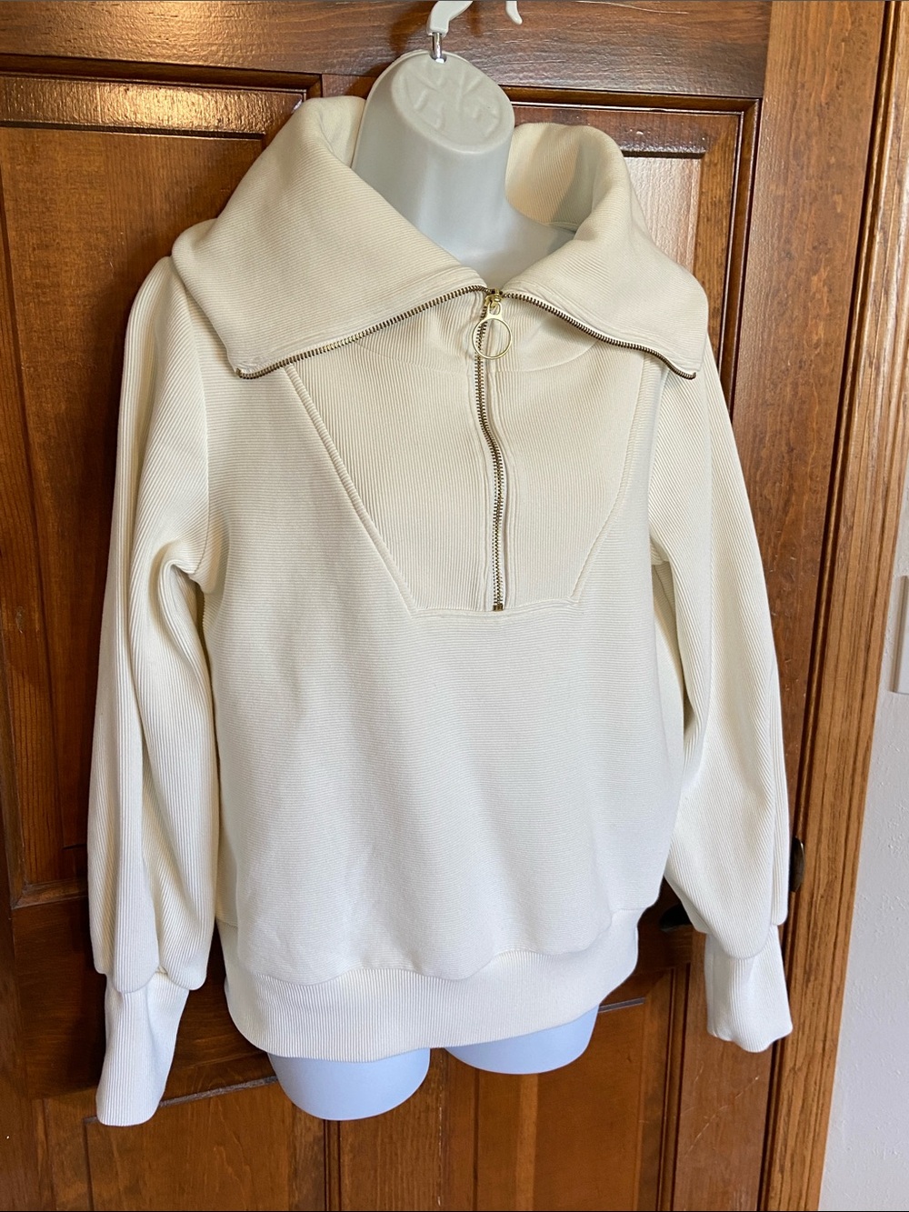 Varley Vine oversized collar gold tone half zip drop shoulders OS Size X Small - Picture 3 of 13